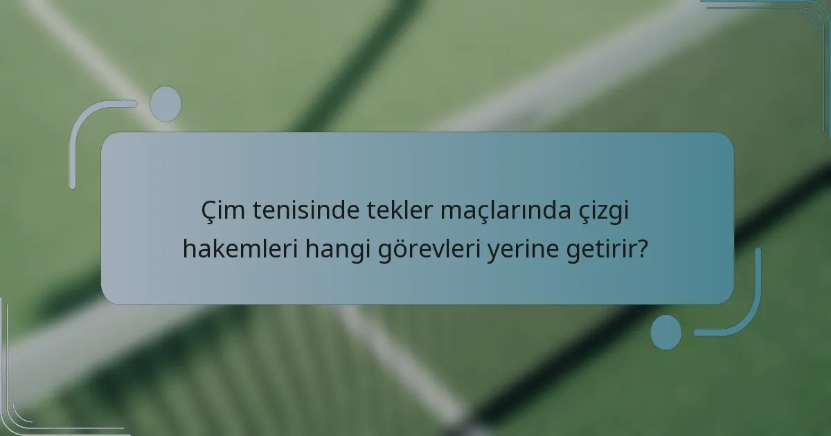 Çim tenisinde tekler maçlarında çizgi hakemleri hangi görevleri yerine getirir?