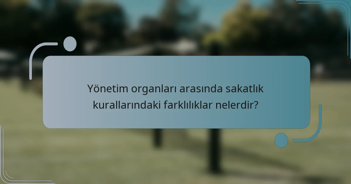 Yönetim organları arasında sakatlık kurallarındaki farklılıklar nelerdir?